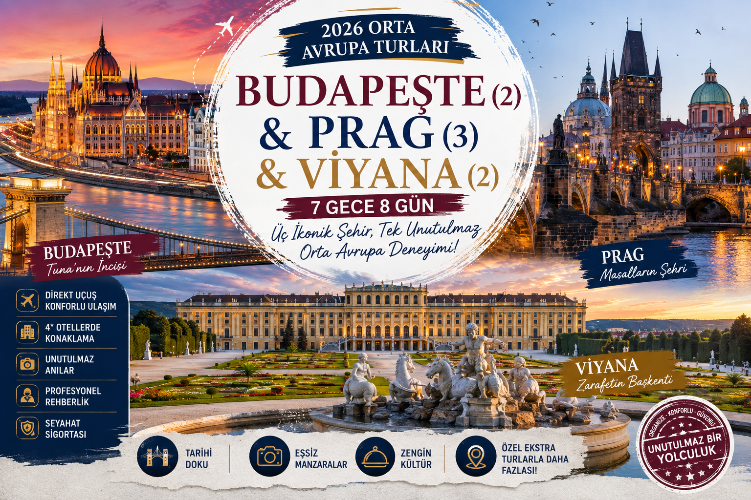 2026 ORTA AVRUPA TURLARI BUDAPEŞTE (2) & PRAG (3) & VİYANA (2) 7 GECE 8 GÜN